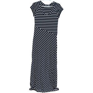 Women's Athleta Makai Maxi Dress Stretch Navy/White Stripe Size S
